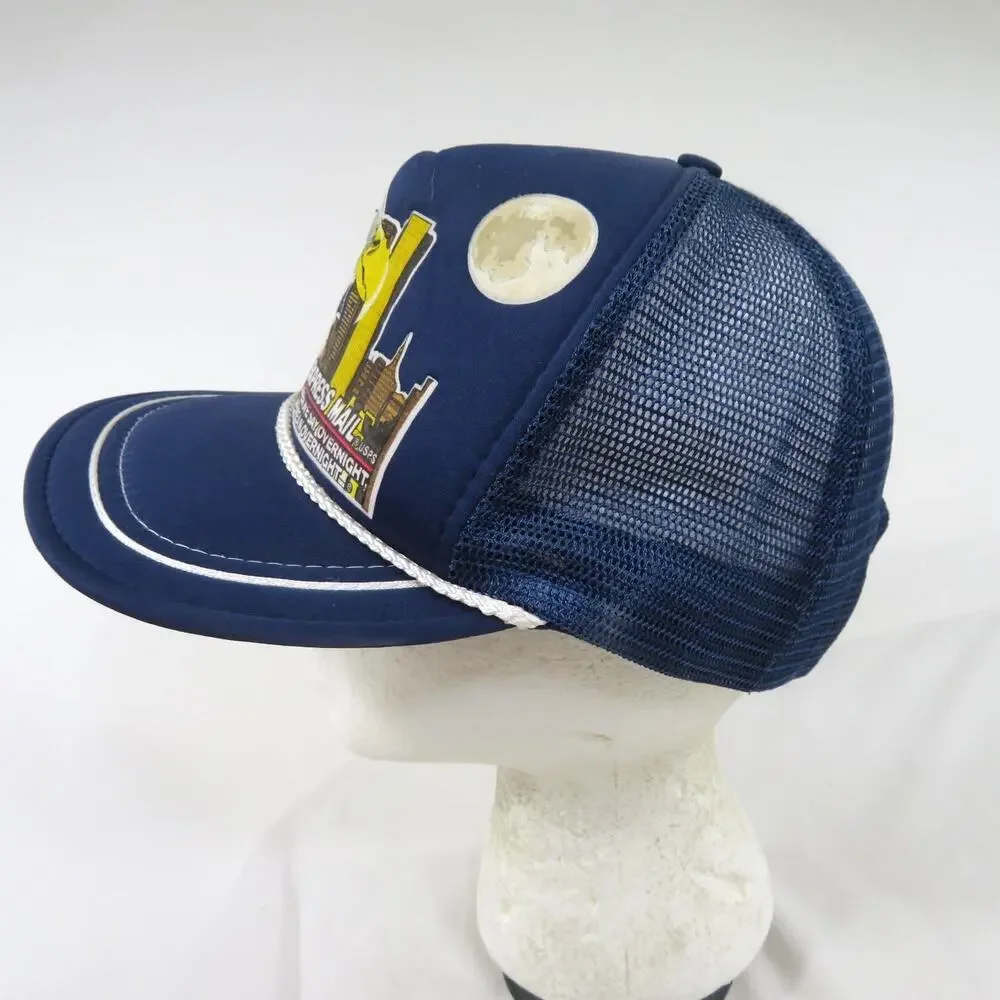 Express Mail Golf Rope Hat Eagle City Moon Graphic Cap Blue White Snapback 1990s